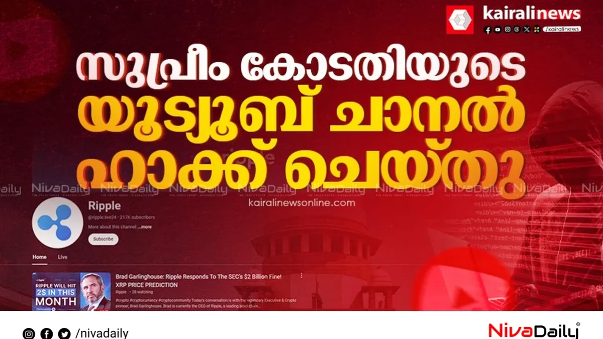 സുപ്രീം കോടതിയുടെ യൂട്യൂബ് ചാനൽ ഹാക്ക് ചെയ്തു; അന്വേഷണം ആരംഭിച്ചു