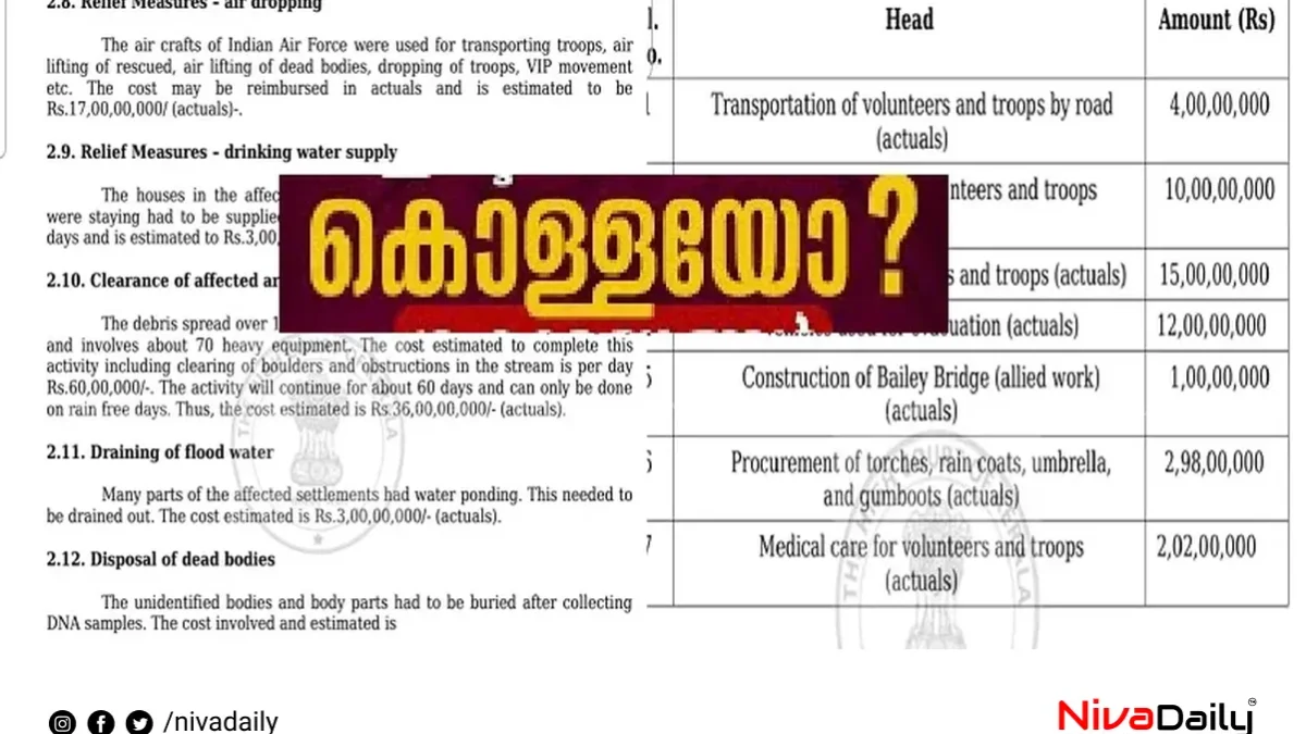 വയനാട് ദുരന്തത്തിന് ചെലവഴിച്ച തുകയുടെ കണക്കുകള്‍ പുറത്ത്; ഞെട്ടലോടെ മലയാളികള്‍